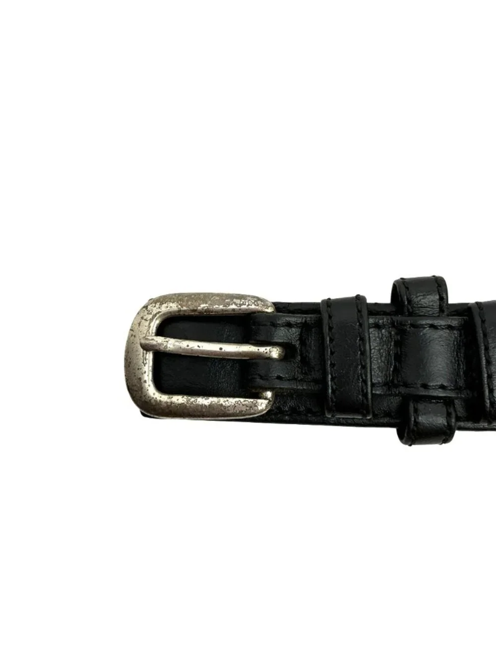 Cabelas Genuine Soft Leather Belt Mens 40 Black With Silver-Tone Buckle C9073 Ma